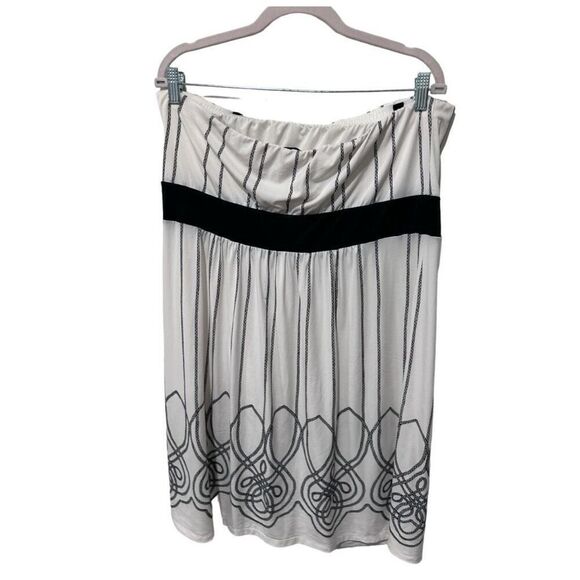 Soma Geometric Striped Print Stretch Strapless Mini Dress Black White Size XL - Picture 1 of 8